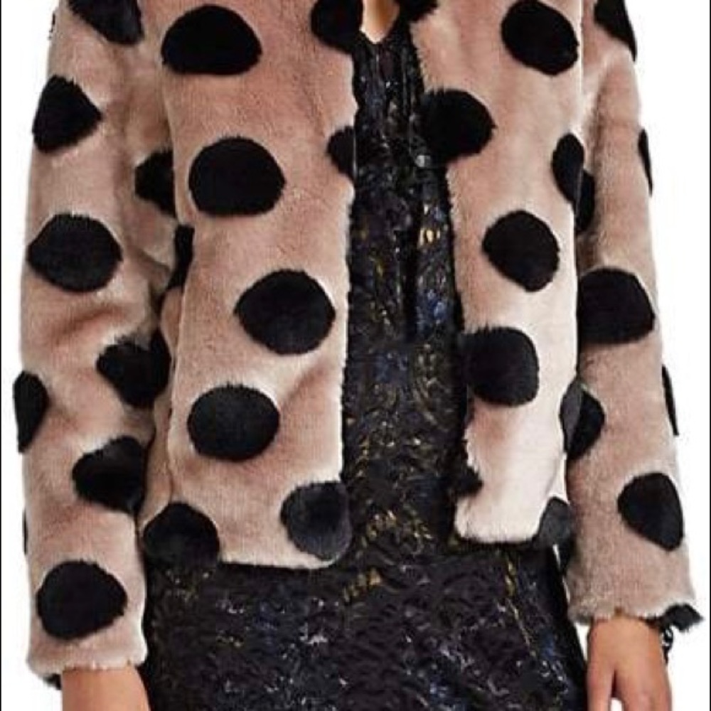 NWT Barneys New York faux fur crop jacket Size L